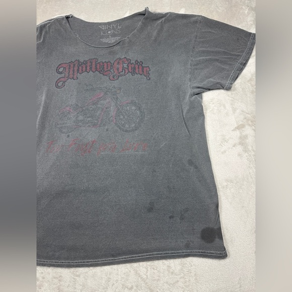 Vinyl Icons Motley Crue Too Fast For Love Motorcycle Heavily Distressed Shirt L - Picture 4 of 14